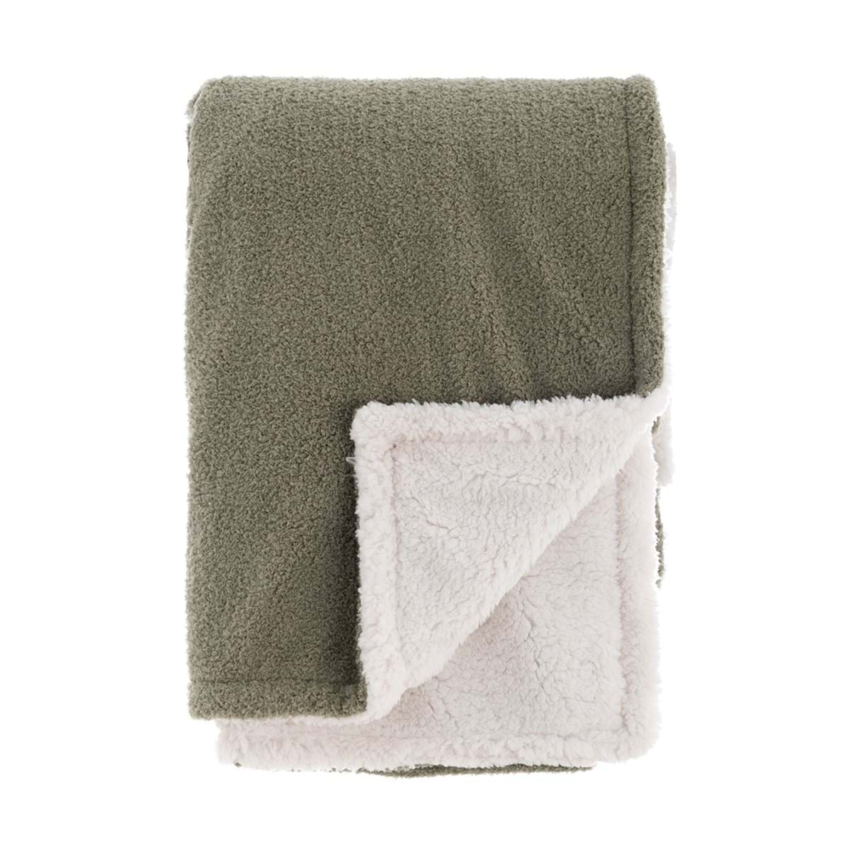 Plaid Sherpa "Morbido Essenziale" Verde – Blanc Mariclò