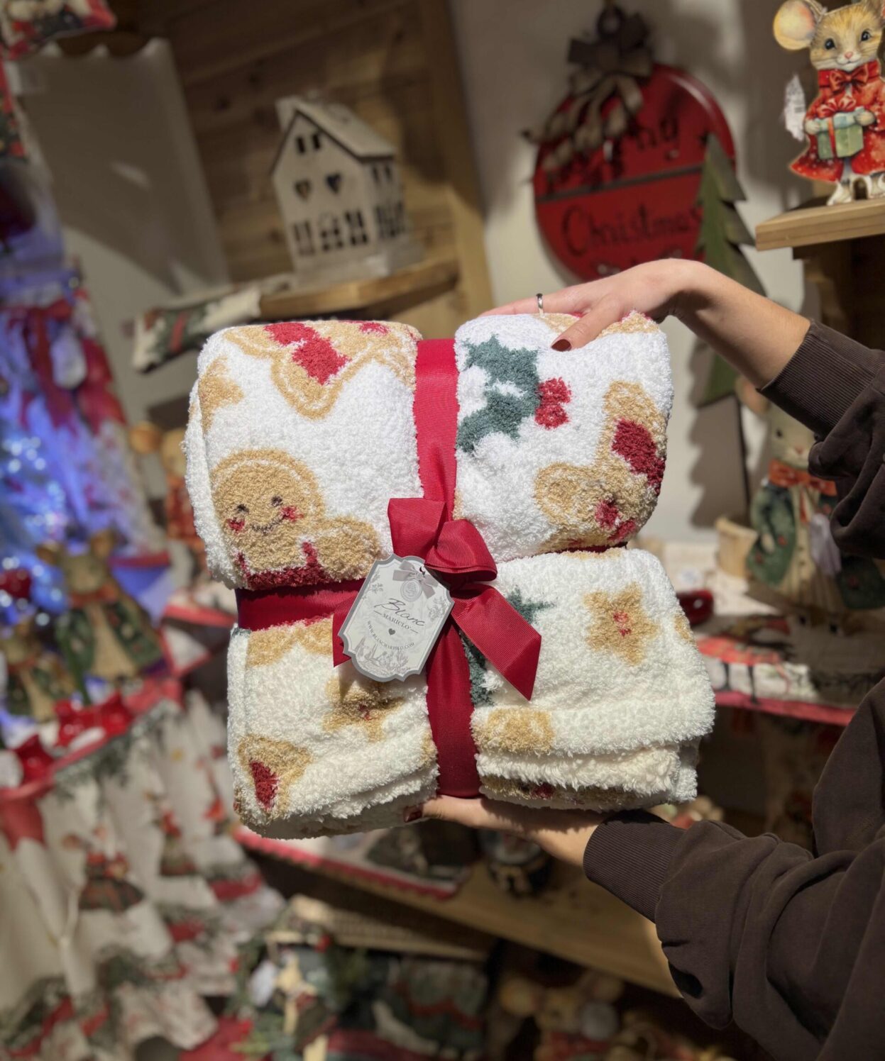 Alternative view of Plaid Sherpa "Morbido Essenziale" Natale – Blanc Mariclò