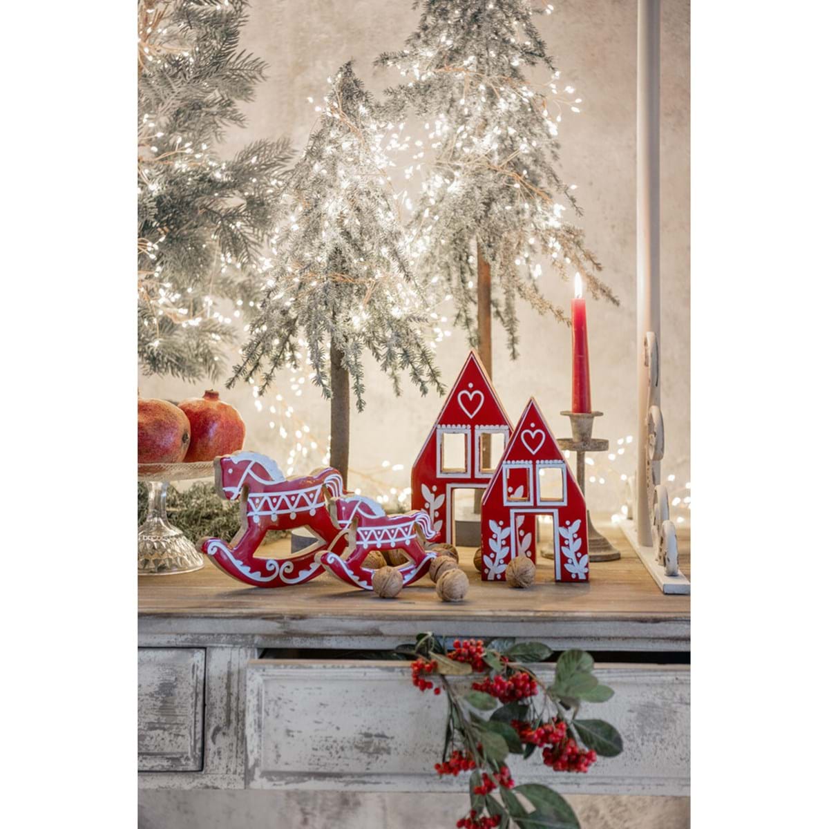 Alternative view of Cavallino a Dondolo piccolo "Natale a Borgo" – Blanc MariClo’