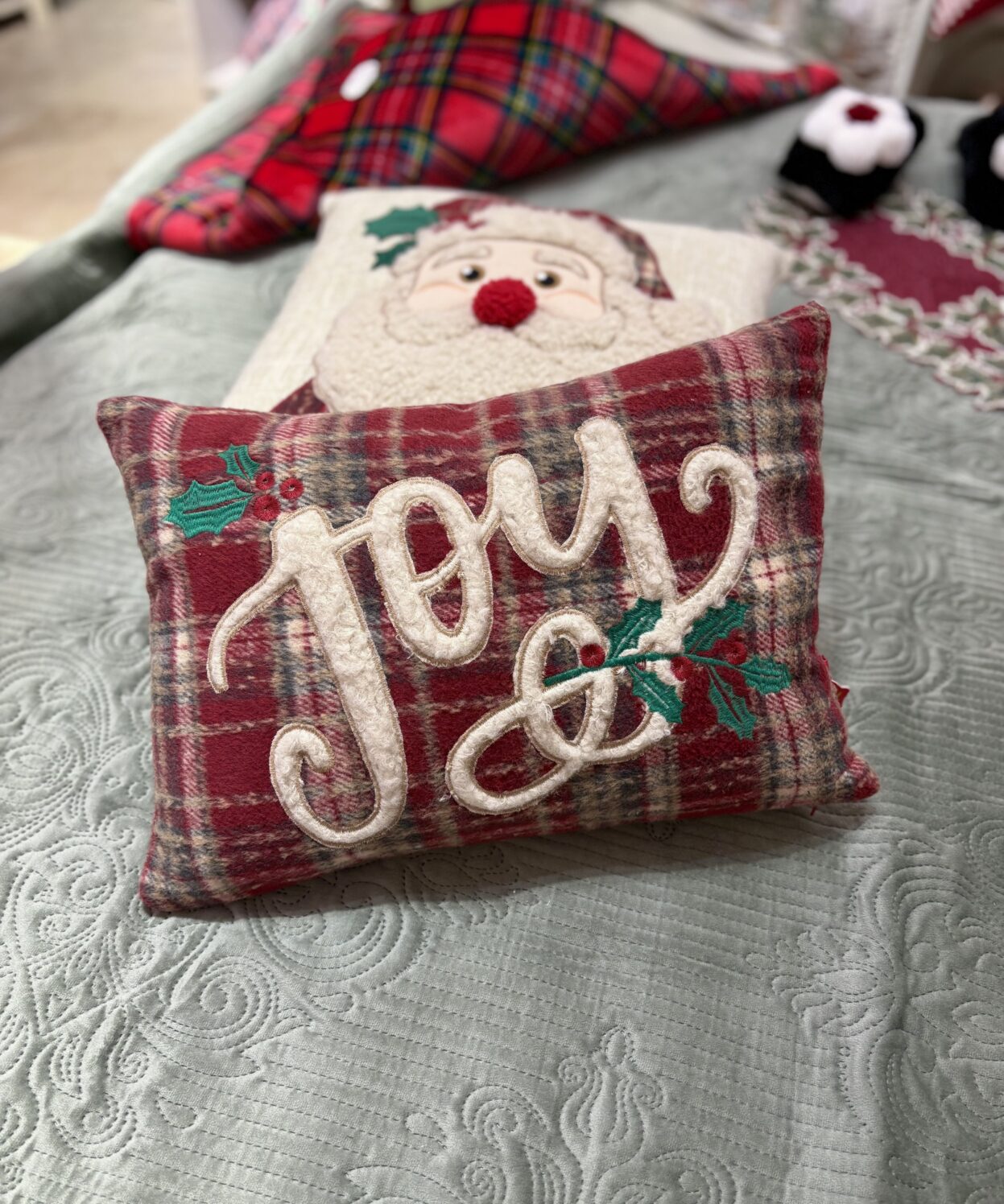 Cuscino Rettangolare Natalizio Tartan "Joy" – Clodette